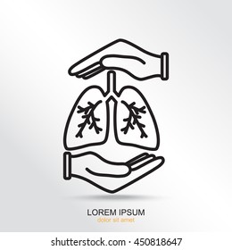 Line icon- lungs  protection