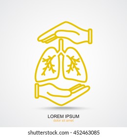Line icon- lungs  protection
