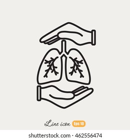 Line icon- lungs  protection