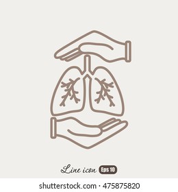 Line icon- lungs  protection