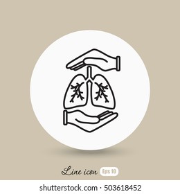 Line icon- lungs  protection