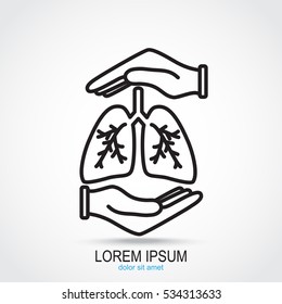 Line icon- lungs  protection