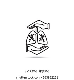 Line icon- lungs  protection