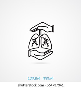 Line icon- lungs  protection
