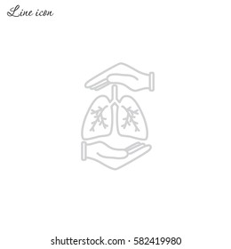 Line icon- lungs  protection