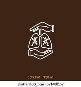 Line icon- lungs  protection