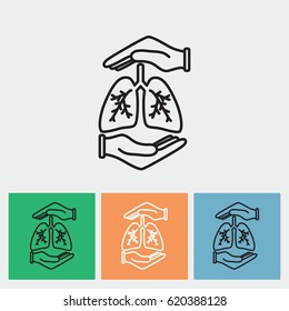 Line icon- lungs  protection