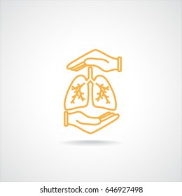 Line icon- lungs  protection