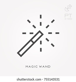 Line icon magic wand