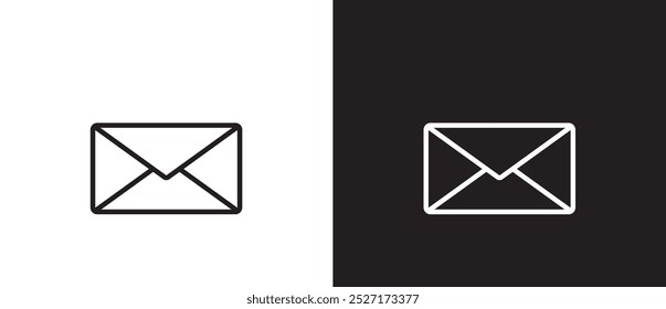 Icono de línea de notificación de correo. Vector de icono de letra de mensaje. Icono de sobre de correo electrónico. Nuevo mensaje de la bandeja de entrada, icono del mensaje, Ilustración vectorial del sobre aislado en el fondo blanco y negro. Eps1