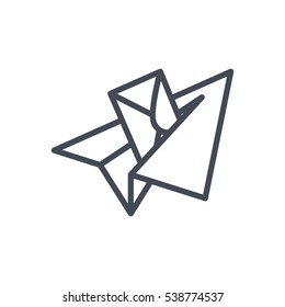 Line Icon mail on paper plane
