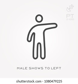 Line icon male shows to left