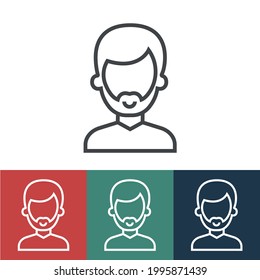 Line icon man with beard