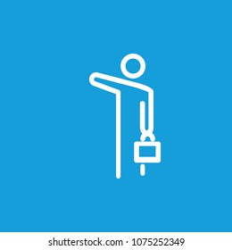 Line icon of man with briefcase hailing taxi. Taxi station, tourist, gesture. Transport concept. Can be used for topics like transportation, travel, tourism