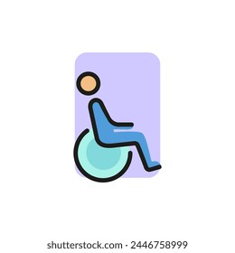 Line icon of man with disability sign. Person in wheelchair sign, restroom sign. People with disability concept. Can be used for web pictograms, design and application icons