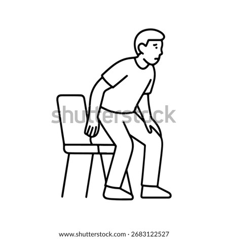 line icon man getting up from a chair vector on a white background
Vector line icon on a white background