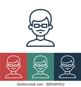 Line icon man with glasses