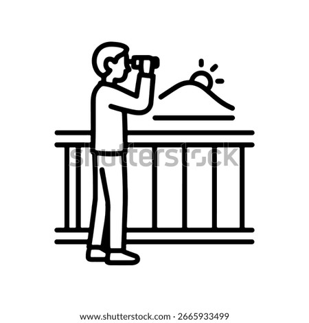 Line icon man on observation deck vector on white background
Vector line icon on white background