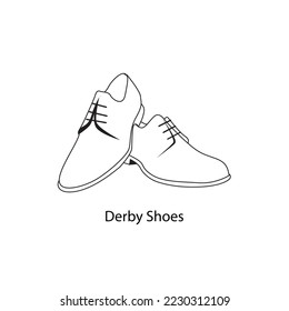 Line icon Man Shoes Vector illustartion Sketching of Business Shoes Outline icon isolated on white background. Outline drawing Formal Man's Shoes Business Footwear Hand drawn Pair Men Shoes Silhouette