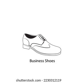 Line icon Man Shoes Vector illustartion Sketching of Business Shoes Outline icon isolated on white background. Outline drawing Formal Man's Shoes Business Footwear Hand drawn Pair Men Shoes Silhouette