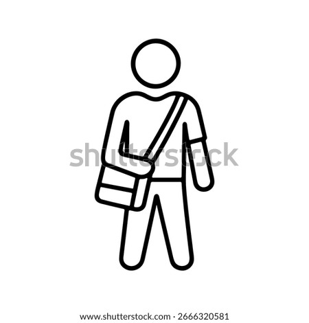 Line icon man with shoulder bag vector on white background
Vector line icon on white background