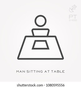 Line icon man sitting at table