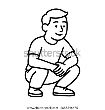 line icon man squatting vector on a white background
Vector line icon on a white background