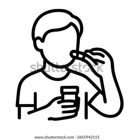 Line icon man taking pills vector on white background
Vector line icon on white background