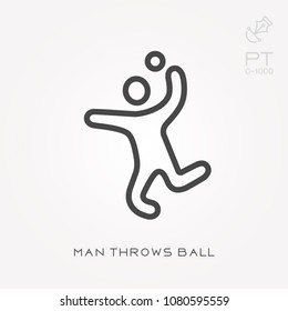 Line icon man throws ball