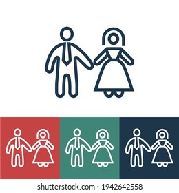 Line icon man with man and woman married