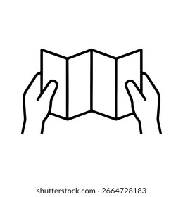 Mapa del icono de línea en el Vector de las manos sobre fondo blanco
Icono de línea de Vector sobre fondo blanco