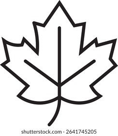 line icon of a maple leaf. Simple black and white outline perfect for autumn, fall-themed designs, nature graphics, or seasonal decorations.