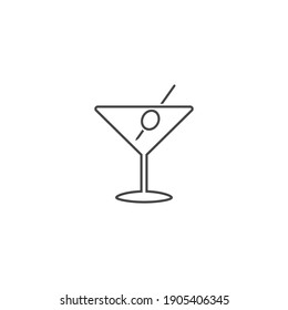 Line Icon Of Martini Glass Vector In Flat