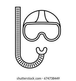 Line icon mask for scuba diving, isolated on white