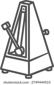 Line icon of a mechanical metronome with swinging pendulum arm for keeping musical tempo
