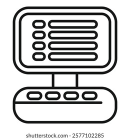 Line icon of medical device displaying several parameters on its screen