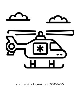 A line icon of medical helicopter 