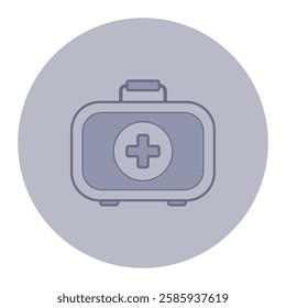 Line icon of medical kit with cross, symbolizing health and wellness. Care and first aid concept