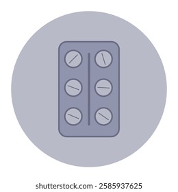 Line icon of medication package with six tablets. Health awareness and medication adherence concept