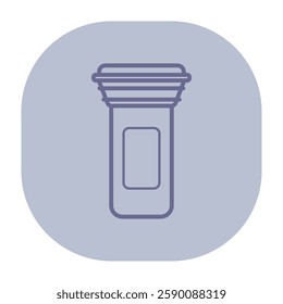 Line icon of medicine vial, showcasing simple design with cap. Medical themes concept