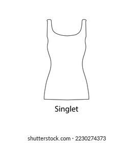 Line icon Men's Singlet Tops For Men outline drawing men underwear  sketching of sleeveless shirt silhouette man singlet symbol hand drawn man beach shirt tank top for men line icon