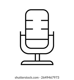 Ícone de linha do microfone. Ideal para gravação de áudio, podcasting, transmissão ou comunicação de voz. Traçado editável, ilustração vetorial.