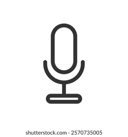 Line icon of a microphone with an “off” indicator. Vector illustration