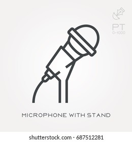 Line Icon Microphone With Stand