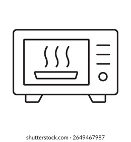 Ícone de linha de um micro-ondas. Adequado para utensílios de cozinha, cozinhar, aquecer alimentos e dispositivos domésticos modernos. Traçado editável, ilustração vetorial.