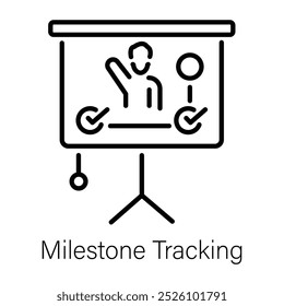 Un icono de línea de seguimiento de hitos 