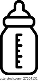 Icono de línea de botella de leche que simboliza el bebé y el cuidado