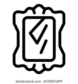 Line icon of a mirror with a wavy frame, a simple depiction of an elegant piece of home decor