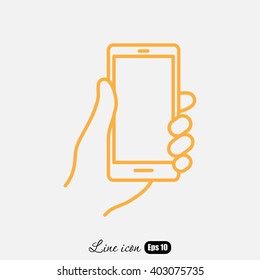 Line icon- Mobile phone in hand