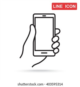 Line icon- Mobile phone in hand